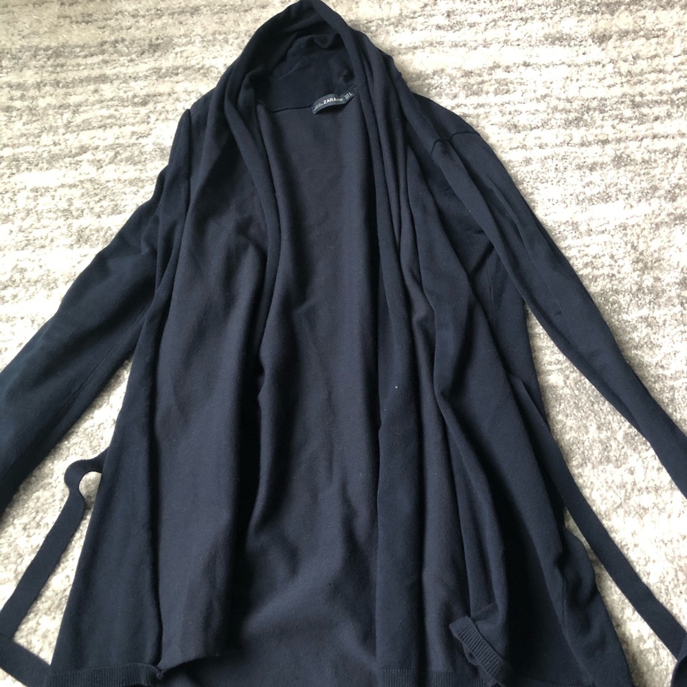 Navy roll neck cardigan